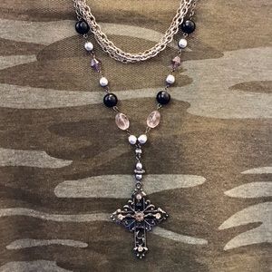 Set of two necklaces w beautiful cross and beads.